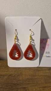 Boucle d'oreille sapin relief